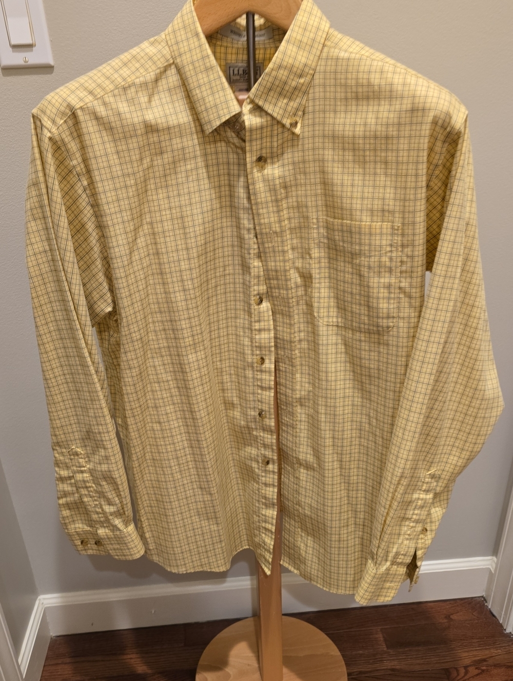 L.L. Bean Yellow Plaid Long-Sleeve Button-Up Shirt